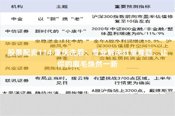 股票配资114 重庆洗眉：专业解决红眉难题，让你的眉毛焕然一新